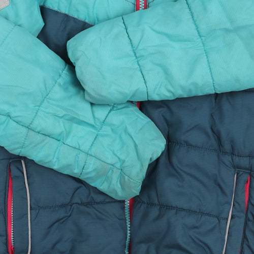 Regatta Girls Blue Puffer Jacket 7-8 Years Winter Hooded