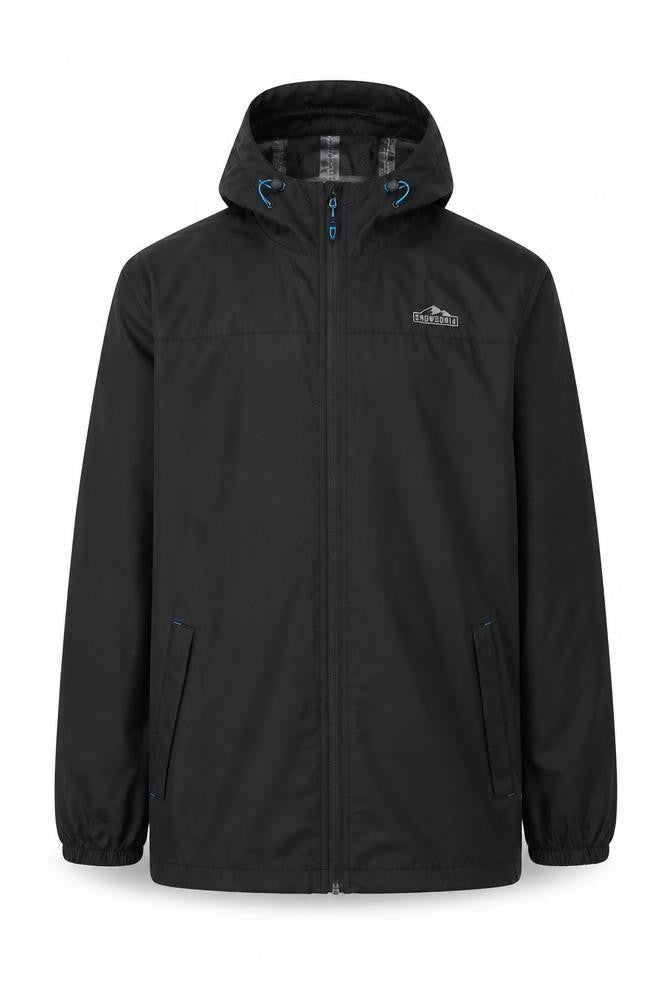 Front view of Snowdonia Men's Black Windbreaker Jacket M