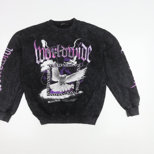 Boohoo Women's Black XS Graphic Print Pullover Sweatshirt