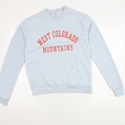 Bershka Unisex Blue Pullover Sweatshirt L