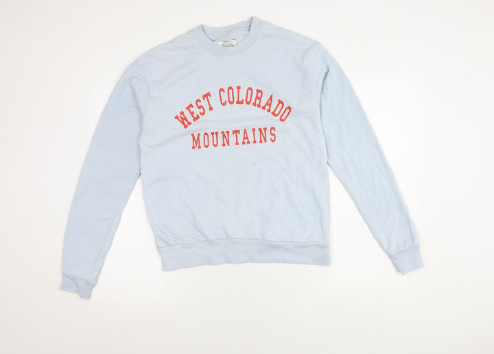 Bershka Unisex Blue Pullover Sweatshirt L