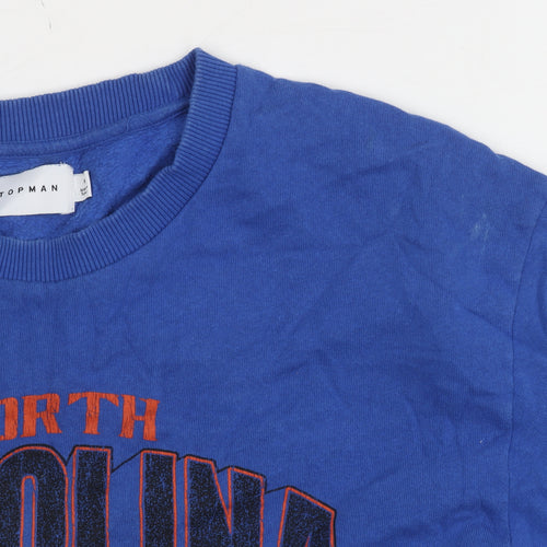 Topman Men's XS Blue Graphic Sweatshirt