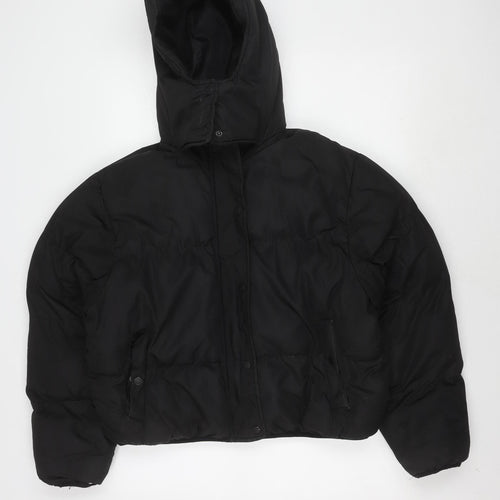 Brave Soul Women's Black Puffer Jacket M Winter Hooded