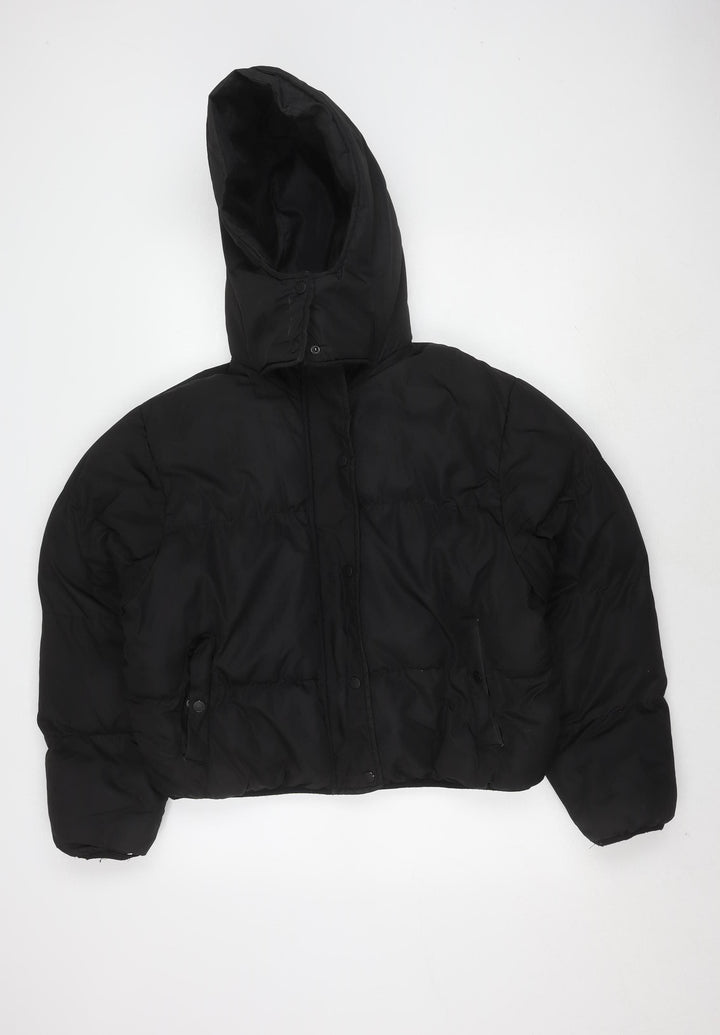 Brave Soul Women's Black Puffer Jacket M Winter Hooded