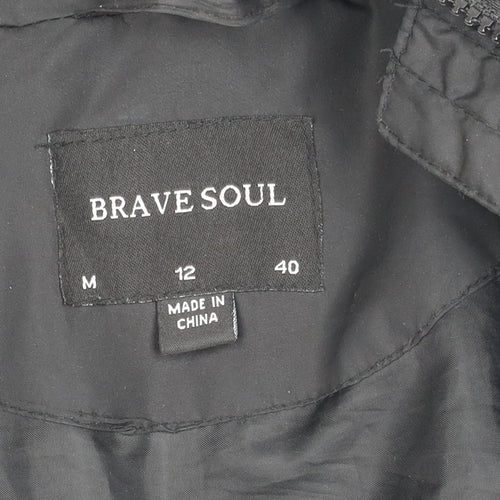 Brave Soul Women's Black Puffer Jacket M Winter Hooded