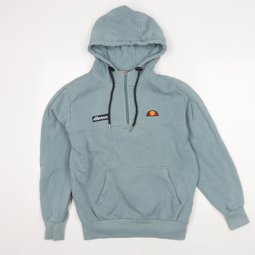 Ellesse Men's Blue 1/4 Zip Hoodie S with Logo Accents