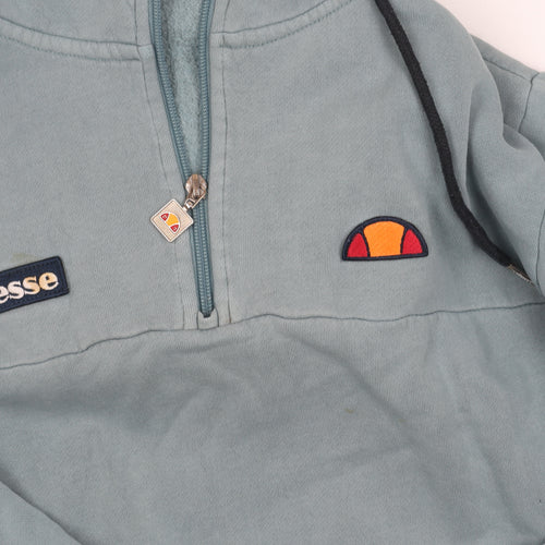 Ellesse Men's Blue 1/4 Zip Hoodie S with Logo Accents