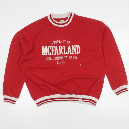 Pull & Bear Unisex Red Pullover Sweatshirt M