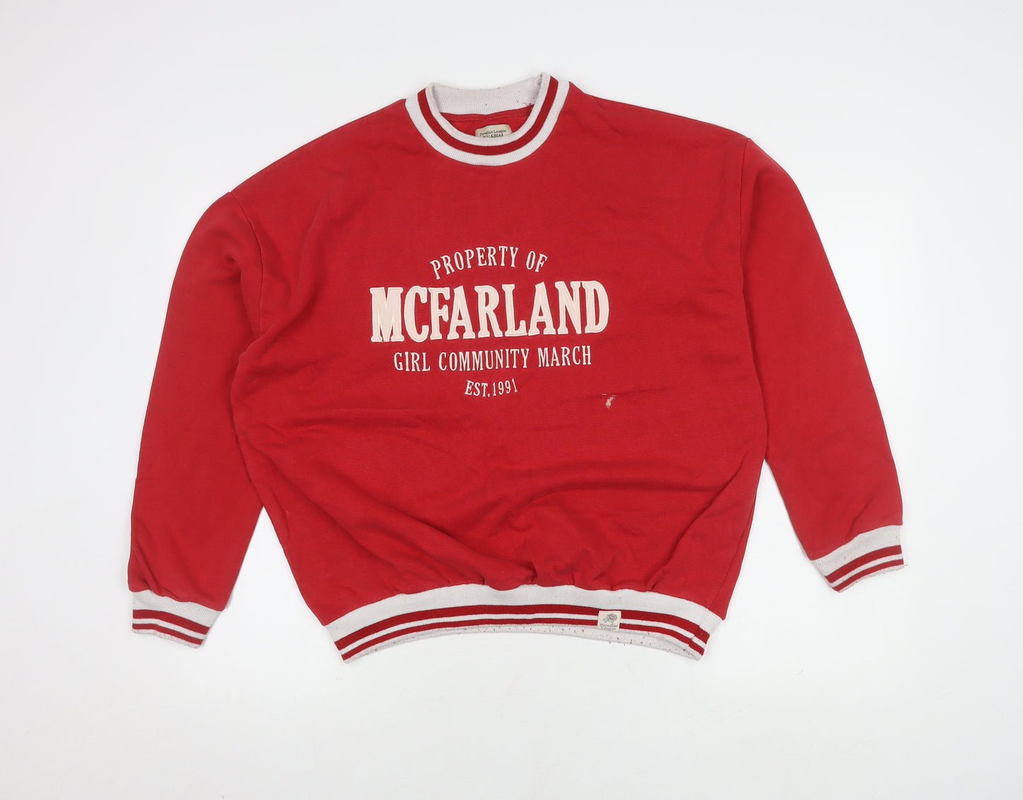 Pull & Bear Unisex Red Pullover Sweatshirt M