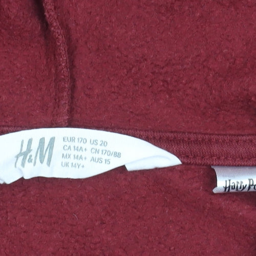 H&M Harry Potter Red Unisex Kids Hoodie, Size 14 Years