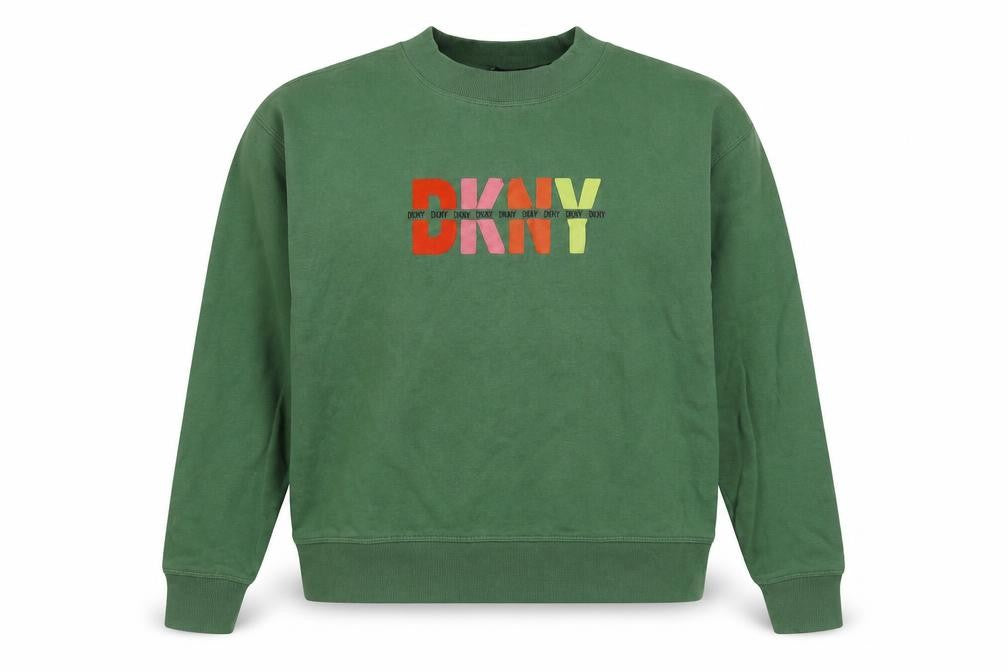 Front view of DKNY Jeans Women's Green Pullover Sweatshirt - S