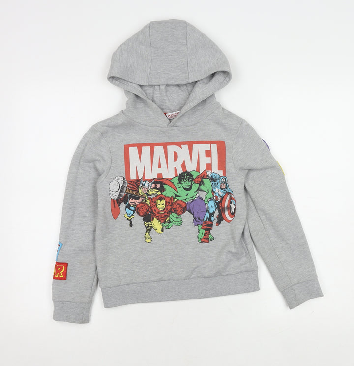 Marvel Boys Grey Hoodie 9-10 Years Pullover Logo Graphic