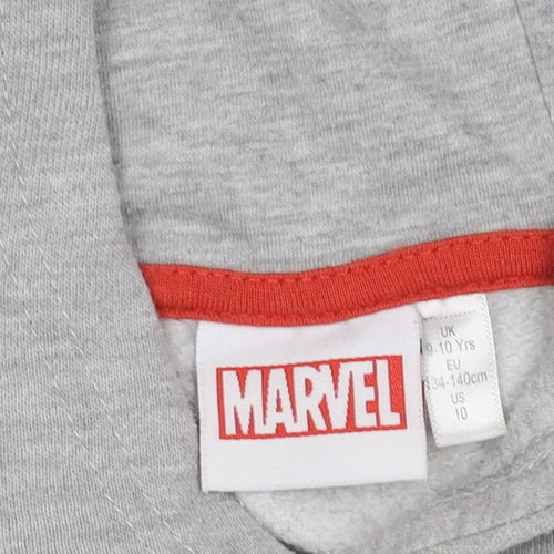 Marvel Boys Grey Hoodie 9-10 Years Pullover Logo Graphic