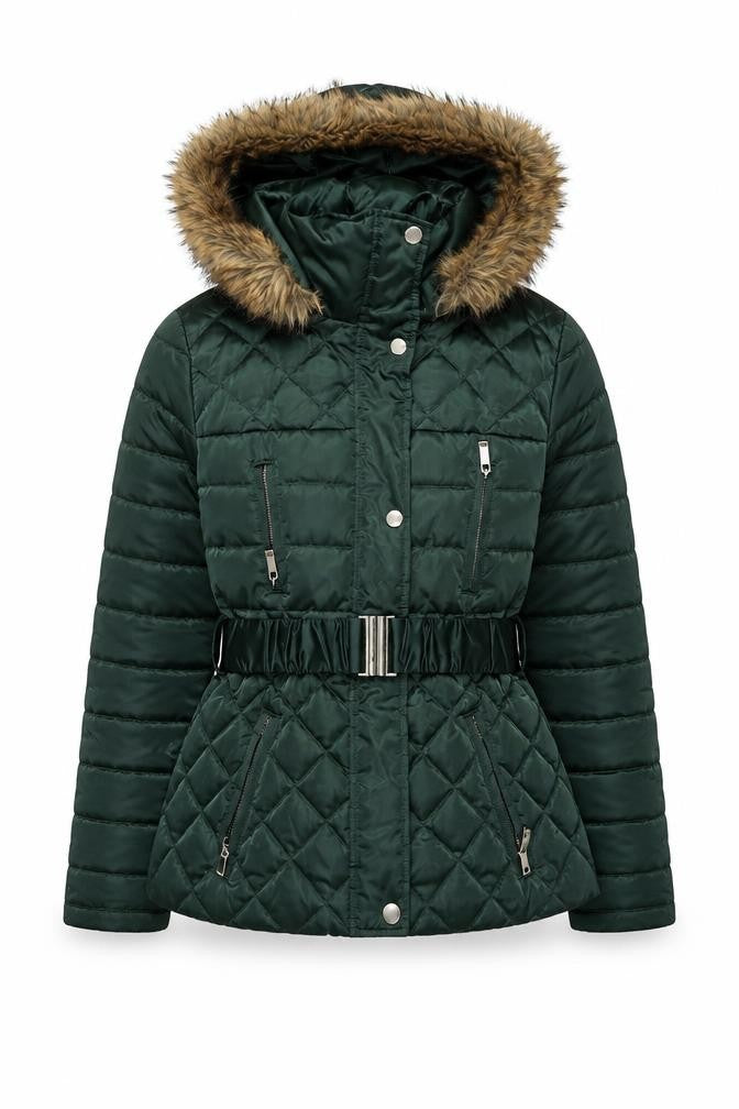 Front view of Laundry Shelli Segal Women's Green XS Puffer Jacket