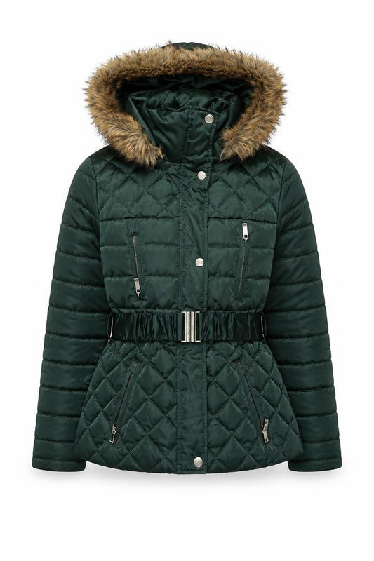 Front view of Laundry Shelli Segal Women's Green XS Puffer Jacket