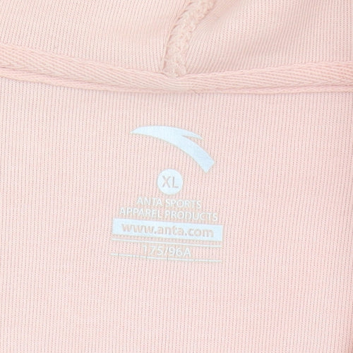 Anta Women's Pink XL Full Zip Hoodie - Casual Style