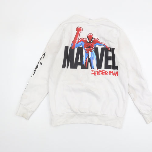 Primark Boys Spiderman White Sweatshirt 12-13 Years Pullover