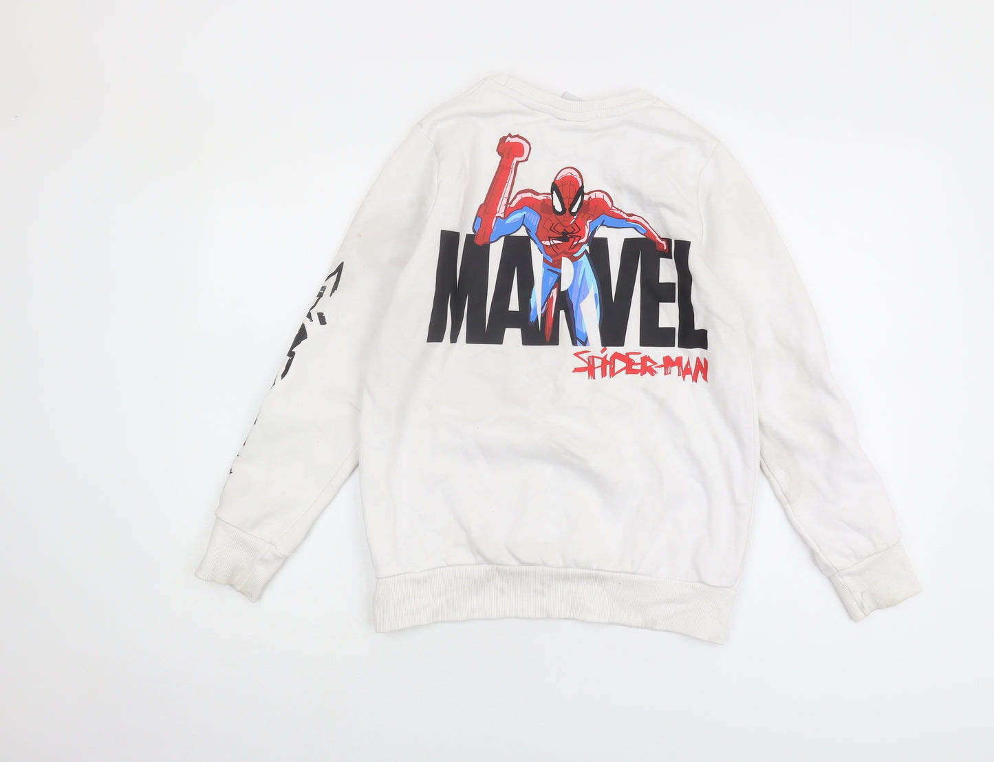 Primark Boys Spiderman White Sweatshirt 12-13 Years Pullover