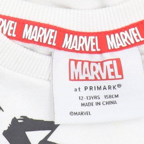 Primark Boys Spiderman White Sweatshirt 12-13 Years Pullover