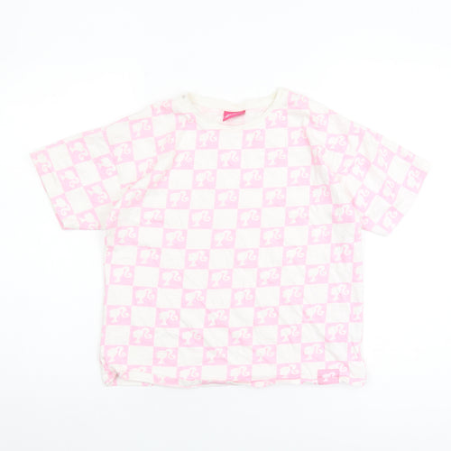 Barbie Girls Pink Check Short Sleeve T-Shirt 11-12 Years