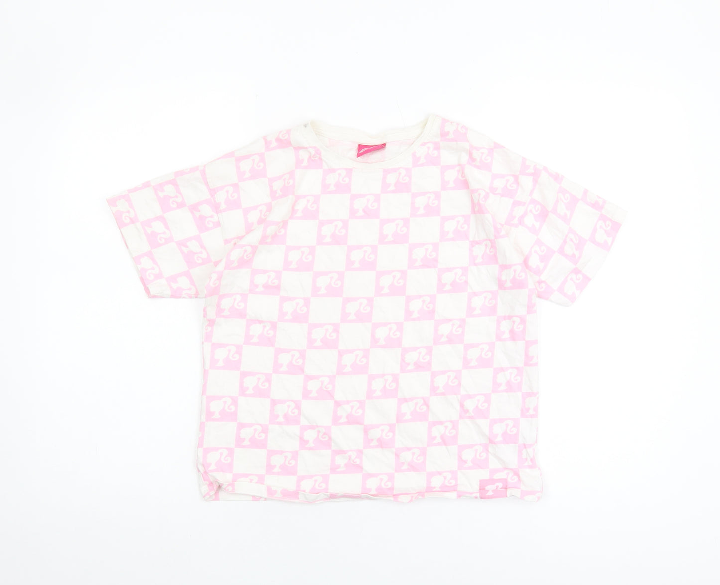 Barbie Girls Pink Check Short Sleeve T-Shirt 11-12 Years