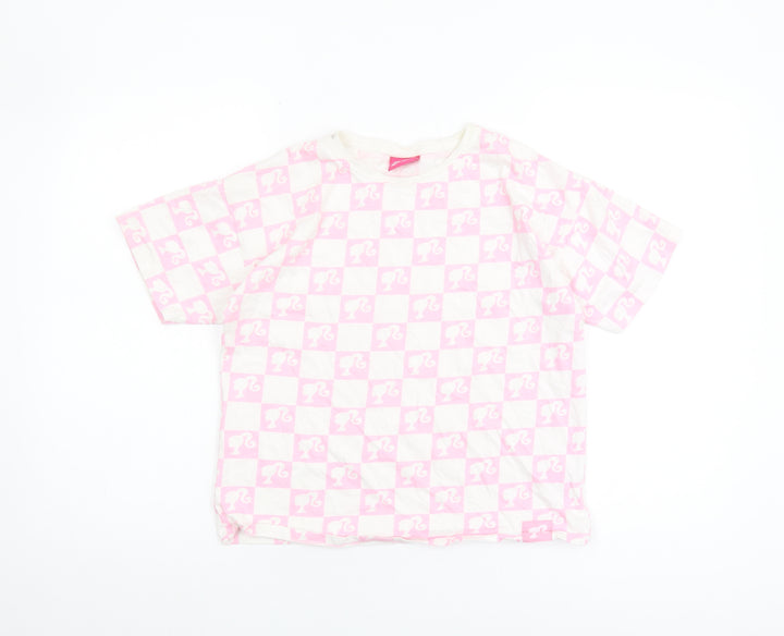 Barbie Girls Pink Check Short Sleeve T-Shirt 11-12 Years