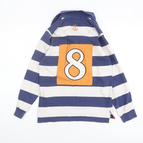 Lazy Jacks Boys Blue & White Striped Henley Sweatshirt 9-10 Years