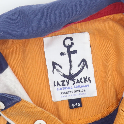 Lazy Jacks Boys Blue & White Striped Henley Sweatshirt 9-10 Years