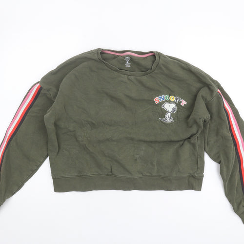 Marks and Spencer Girls Green Snoopy Pullover Sweatshirt 16Y