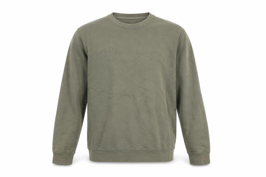 Front view of Champion Men's Green Medium Pullover Sweatshirt