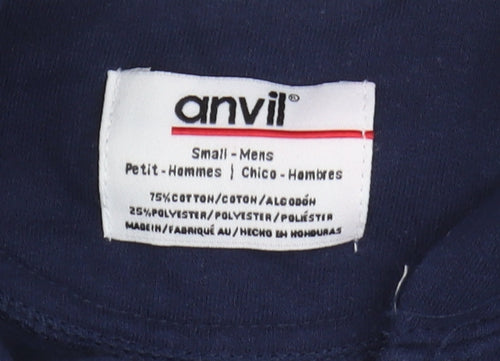 Anvil Men's Blue Full Zip Hoodie S - Hooded & Graphic Print