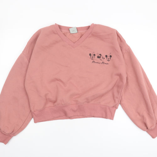 Disney Women's Pink Minnie Mouse Pullover Sweatshirt M
