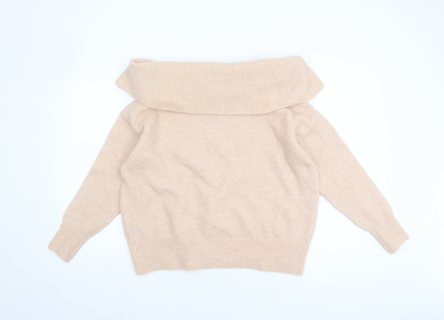 Warehouse Women's Beige Cowl Neck Pullover Jumper S