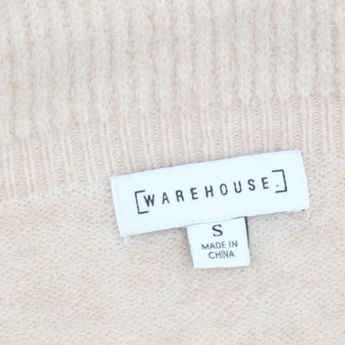 Warehouse Women's Beige Cowl Neck Pullover Jumper S