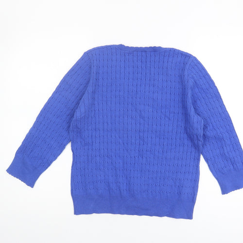 CC Country Casuals Petite Women's Blue Cable-Knit Pullover Jumper M
