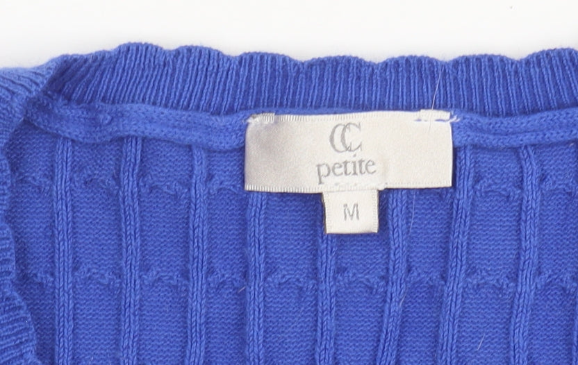 CC Country Casuals Petite Women's Blue Cable-Knit Pullover Jumper M