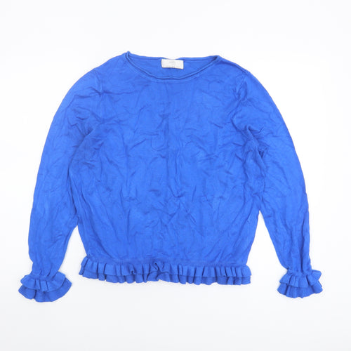 Wallis Women's Blue Ruffle Jumper, Petite, Size 14