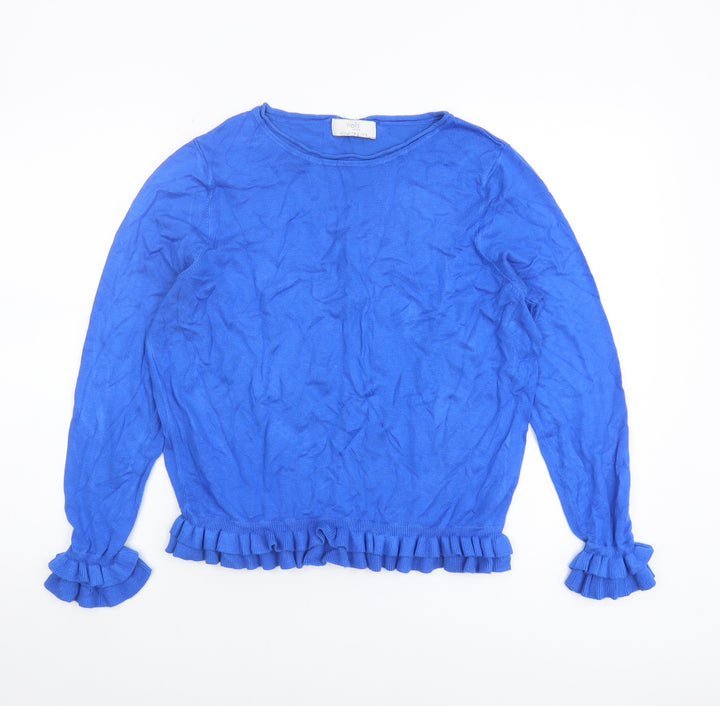 Wallis Women's Blue Ruffle Jumper, Petite, Size 14