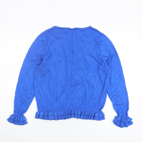 Wallis Women's Blue Ruffle Jumper, Petite, Size 14