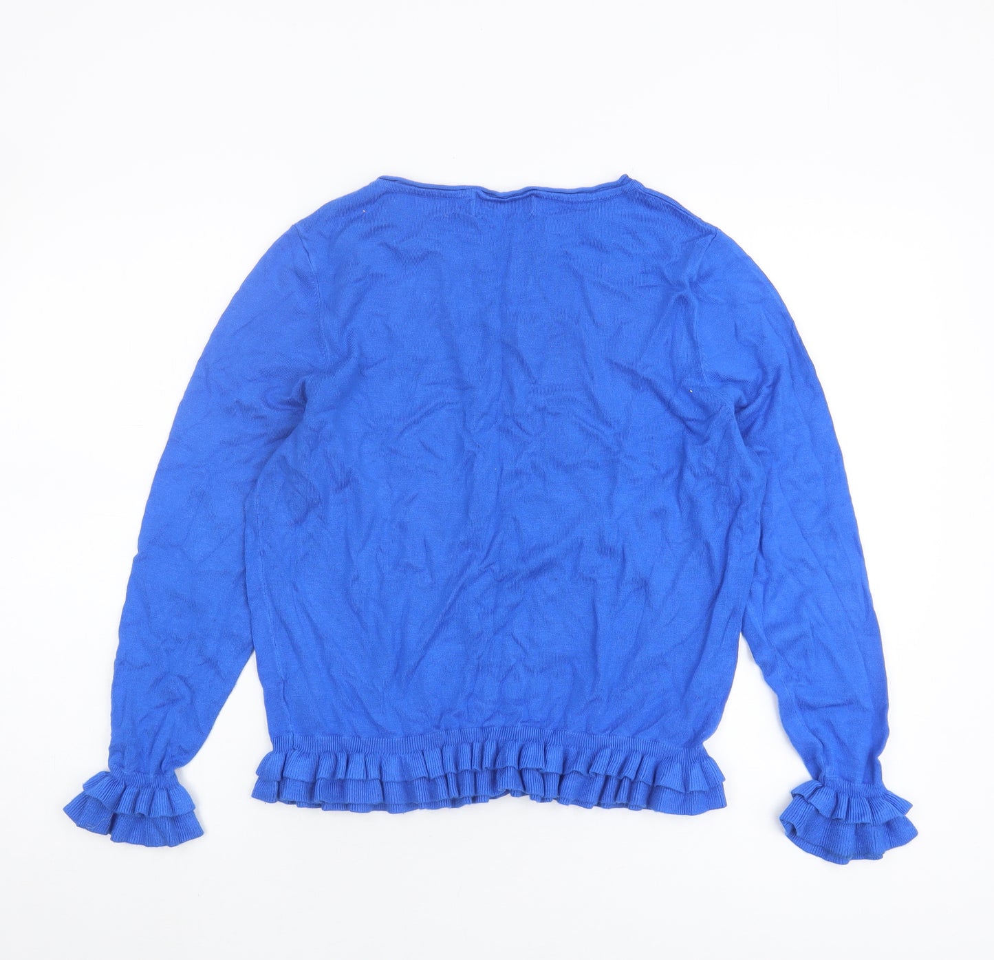 Wallis Women's Blue Ruffle Jumper, Petite, Size 14