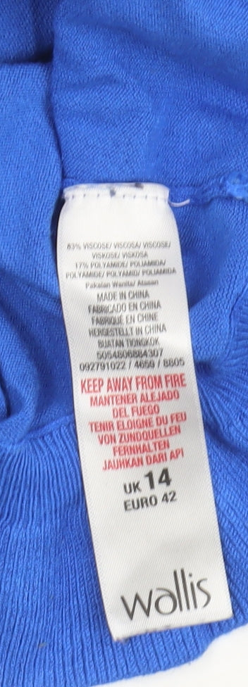 Wallis Women's Blue Ruffle Jumper, Petite, Size 14