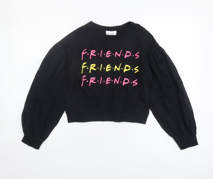 F.R.I.E.N.D.S Girls Black Pullover Sweatshirt, 10-11 Years