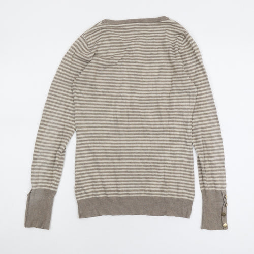 Warehouse Women’s Beige Striped Jumper Size 8