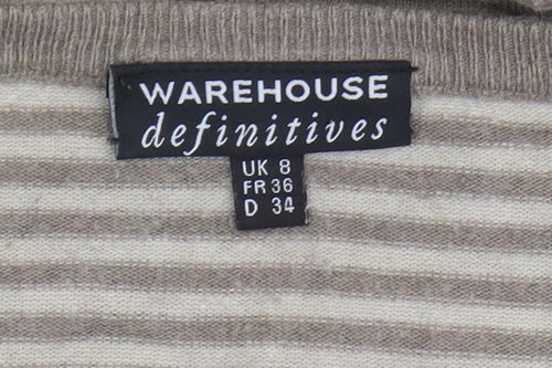 Warehouse Women’s Beige Striped Jumper Size 8