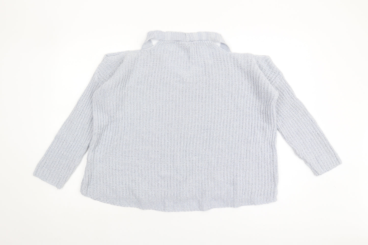 Lipsy Women’s Grey Knit Jumper M V-Neck Pullover