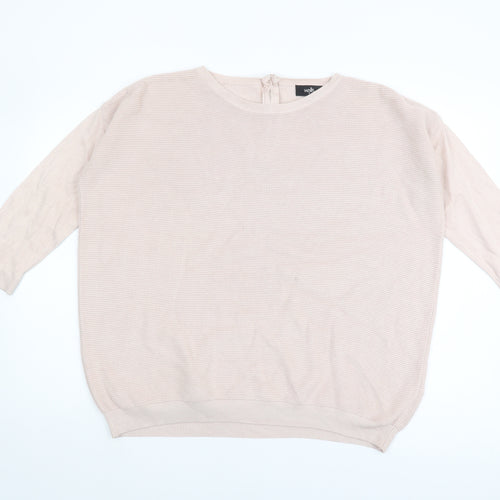 Wallis Women's Beige Pullover Jumper M, Round Neck, 3/4 Sleeve