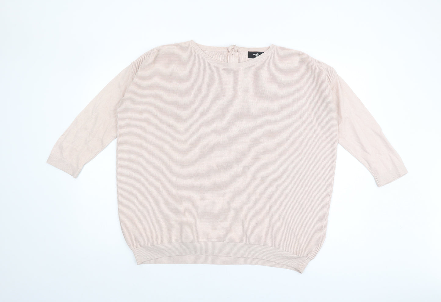 Wallis Women's Beige Pullover Jumper M, Round Neck, 3/4 Sleeve