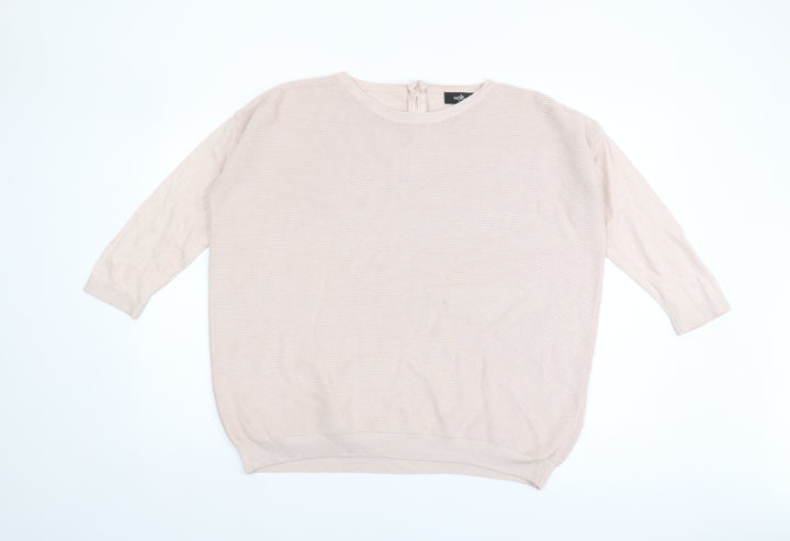 Wallis Women's Beige Pullover Jumper M, Round Neck, 3/4 Sleeve