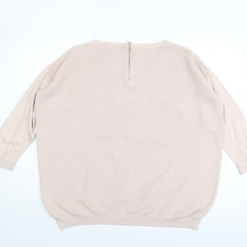 Wallis Women's Beige Pullover Jumper M, Round Neck, 3/4 Sleeve