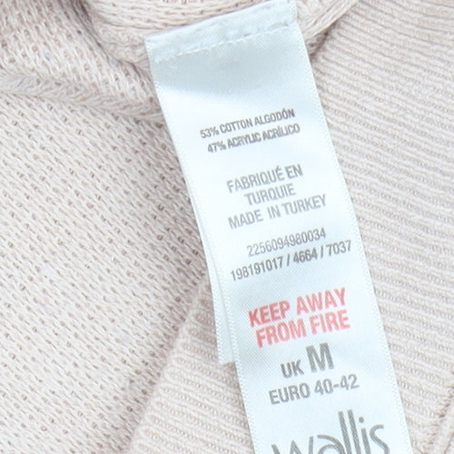 Wallis Women's Beige Pullover Jumper M, Round Neck, 3/4 Sleeve
